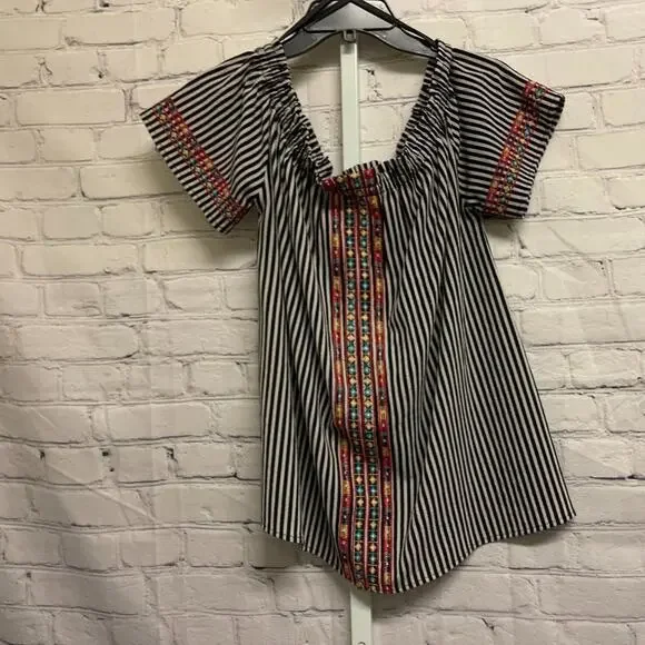 ANTHROPOLOGIE - THML - Stripe and Floral Off the Shoulder Blouse - Picture 1 of 5